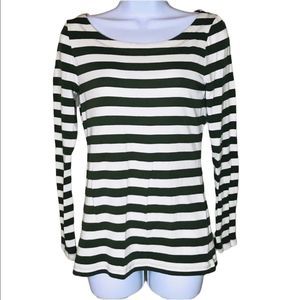 Banana Republic 3/4 sleeve Green & Cream Stripes